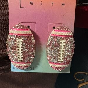 Leith Pink and White Football Earrings